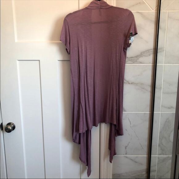 Amisu Women’s Rose Short Sleeve Knee Length Duster Cardigan Size L Flowy Boho - Picture 2 of 5